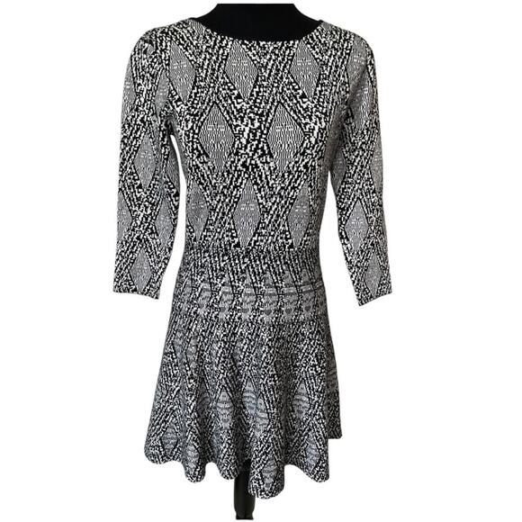 New ~ ZARA ~ Skater Knit Dress~ Sz Large~ black/white FALL - Picture 1 of 7